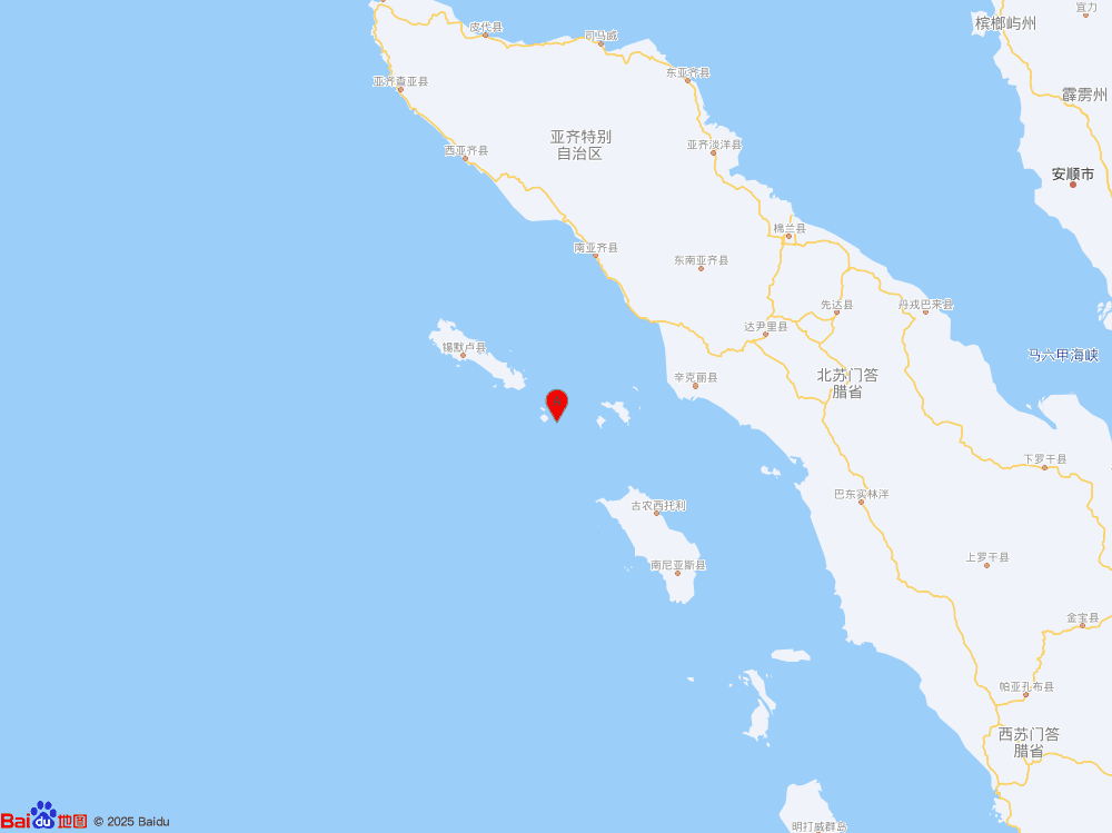 印尼蘇門答臘島北部海域發生5.7級地震