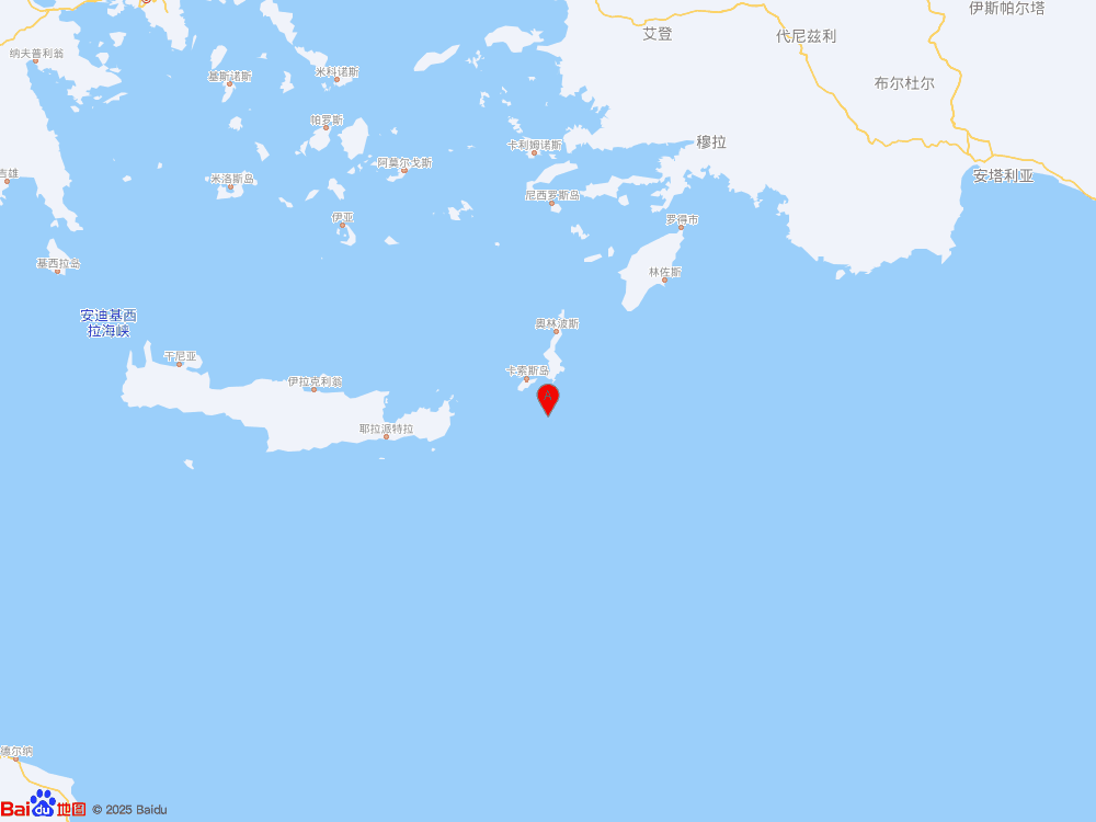 希臘克里特島附近海域發生6.0級地震