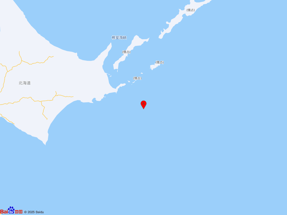 日本北海道沿岸遠海（北緯42.82度，東經146.38度）發生6.2級地震